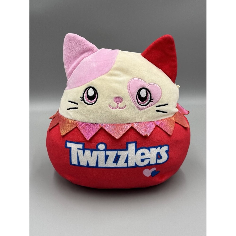 Squishmallow Karina Cat Red Twizzlers Pink Heart Eye Plush 10" Stuffed Animal